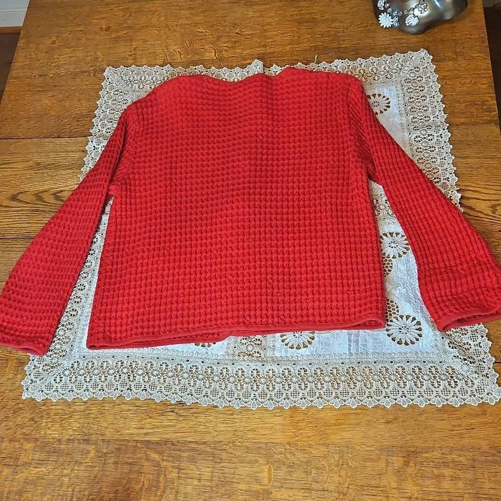 Vintage Cindy Bai Thick Waffle Knit Button- Up Cardigan With Front Pockets - Picture 10 of 11